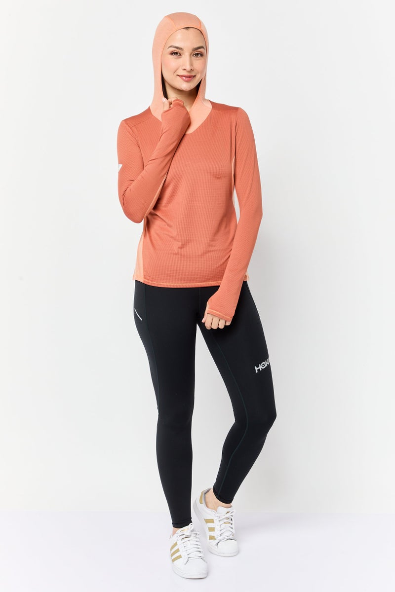 Hoka Women Sportswear Fit Long Sleeves Training Hoodie, Orange - Image 4
